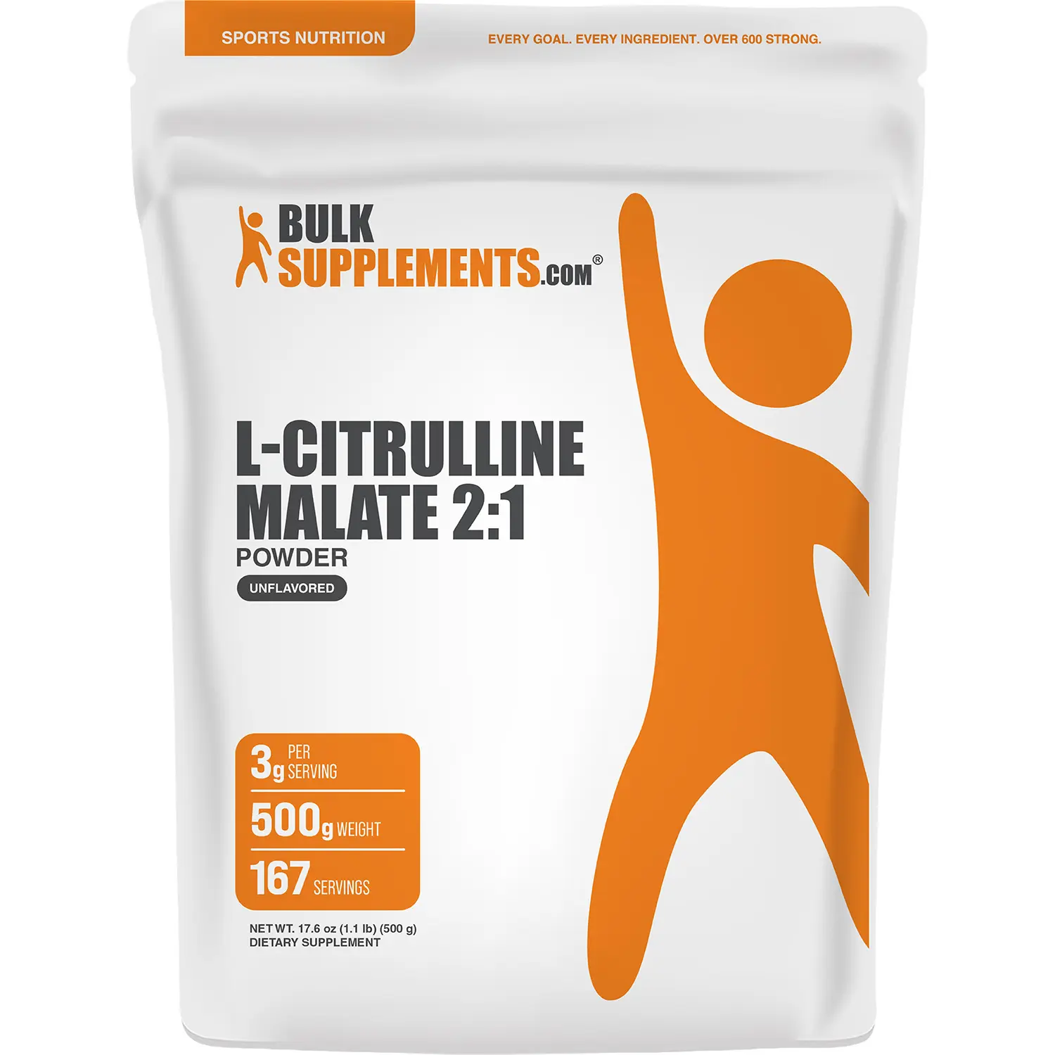 BulkSupplements L-Citrulline Malate 2:1 Powder - Dietary Fitness Workout Training Sports Nutrition Supplement - Muscle Recovery, Energy Boost - 500g, 3g per Serving