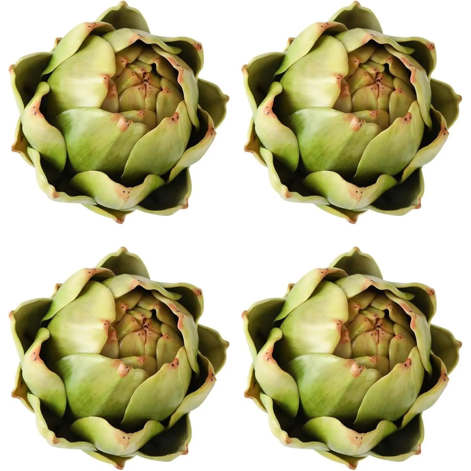 GiftYou 4-Pack Large Green Artificial Artichokes - Fake Vegetables and Faux Fruits for Kitchen Decorations (Green)