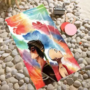 1 piece Comparison drawing of the protagonists from "Rurouni Kenshin" and "Avatar: The Last Airbender" themed beach towel - Multi-functional Beach Towel, 100% Polyester, suitable for Camping, Picnic, Outdoors, Machine Washable, Quick-dry and