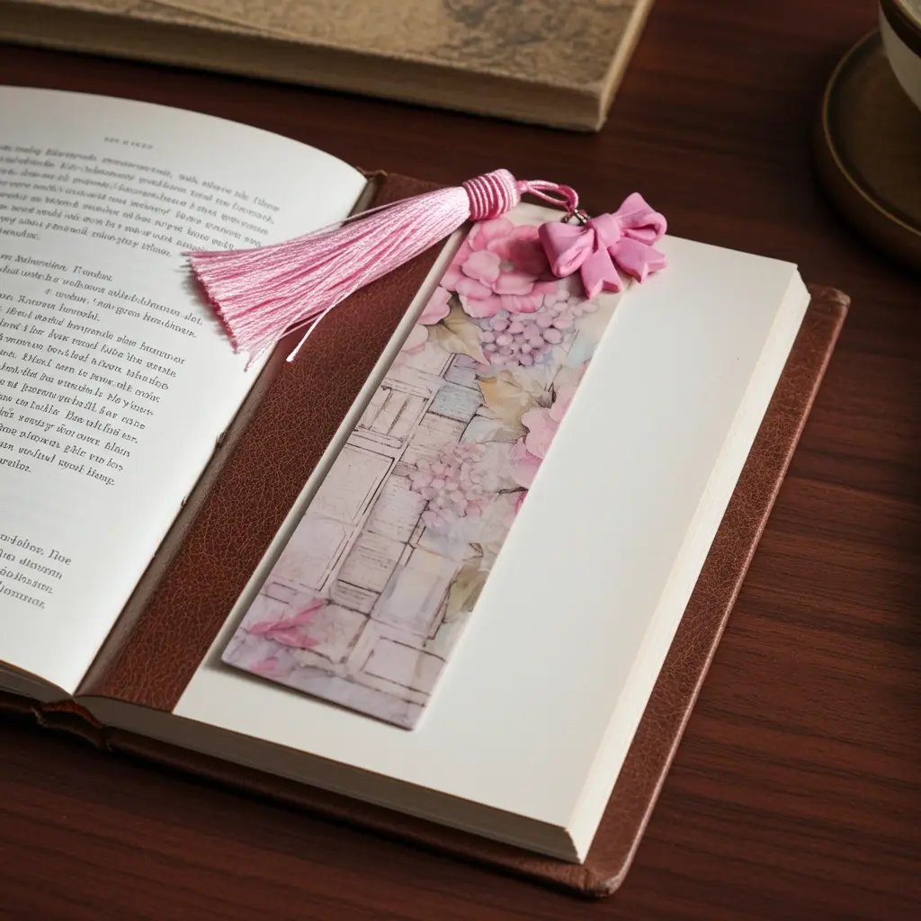 Laminated Botanical Pressed Flower Bookmark with Floral Pattern, 2 Inches Wide 6 Inches Long, Eco-Friendly Office Stationery Accessory, Elegant Tassel, Vibrant Colors, Durable Item for Book Lovers, Graduation Gift, Versatile Use, All Seasons