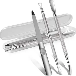 3-Piece Nail Dead Skin Pusher & Gel Polish Remover Set, Salon-Quality Metal Gel Polish Peeler Scraper, Durable Professional Manicure Tool