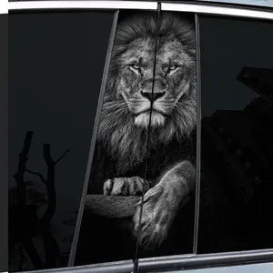2 pieces, car sticker, car post sticker, lion design pattern vinyl car sticker, sticker for cars - B window post sticker, self-adhesive waterproof and scratch-resistant, suitable for glass, metal, plastic, ceramic, wood surfaces - car decoration
