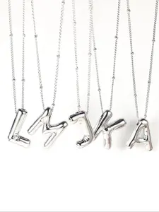Summer Fashion Balloon Letter Charm Pendant Necklace, Fashion Bubble Letters Necklace for Party, Daily, Trendy Casual Jewelry, Initial Daily Wear Necklace, Custom Initial Necklace, Fashion Cool Accessories
