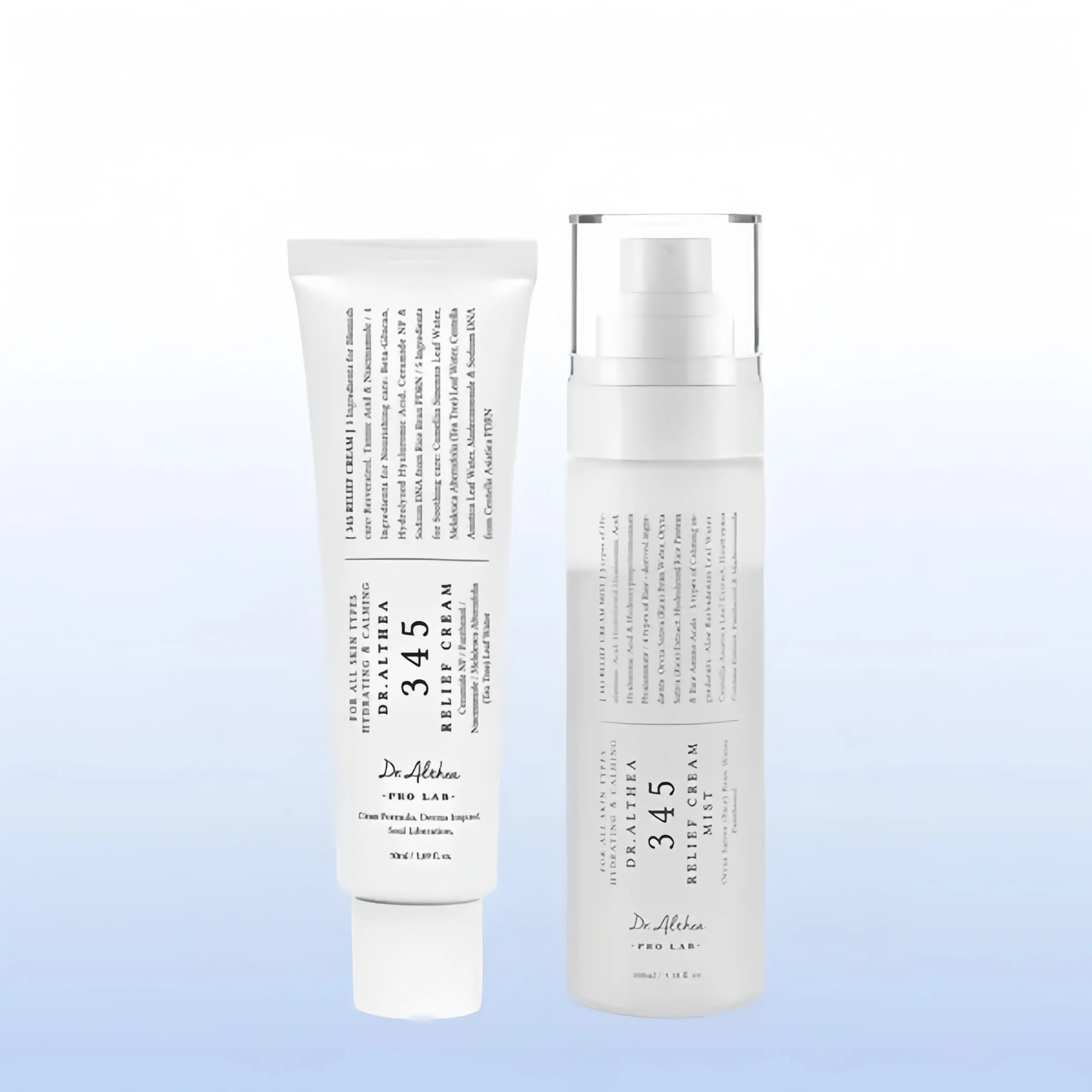 New 345 Soothing & Repair Cream and Spray Set a soothing cream that balances oil and moisture paired with a dual-layer essence spray that locks in hydration—designed to repair the skin while providing deep moisture