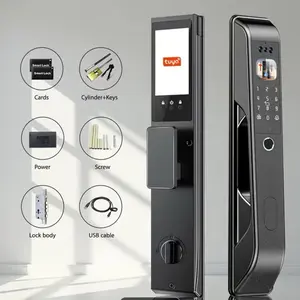 Smart Door Lock with 3D Face Recognition, 1080p Camera, Palm Vein, Fingerprint, App Code, IC Card, Key Access, WiFi Auto-Lock, Alexa & Tuya Compatibility