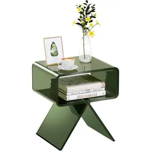 VEVOR Acrylic Bar Cart with 4 Lockable Wheels, Clear Mobile Utility Rolling Cart, Multifunction Serving Cart for Home Bar, Kitchen, Bathroom, Living Room, with Pulling Handle, 2 - Tier, ModernVEVOR Super Brand Day