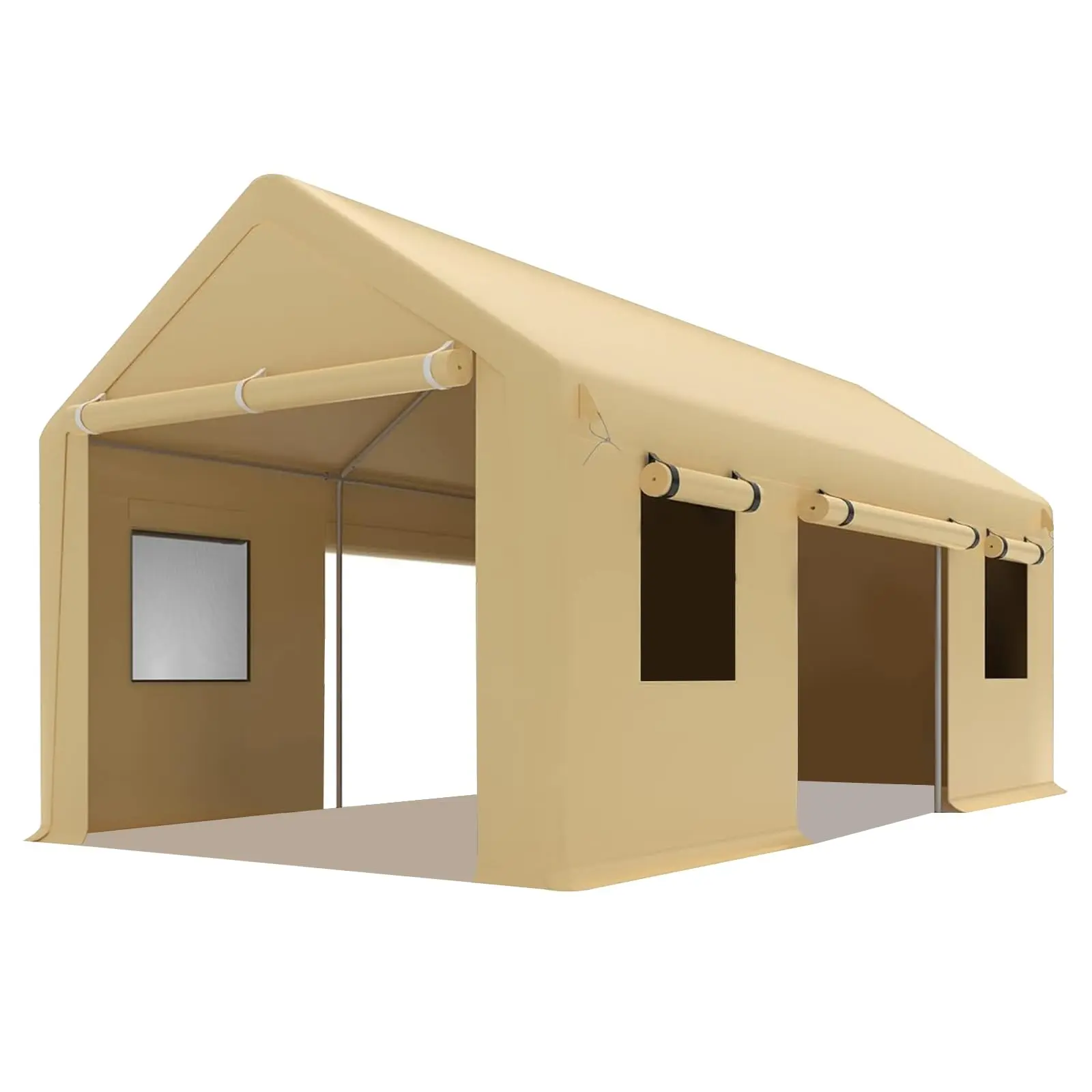 Garvee 10X20 FT Garage Tent Carports with Roll-Up Windows, Heavy Duty Portable Carport with Removable Sidewalls & Doors, Outdoor Storage Shelter for Car,Truck,Boat