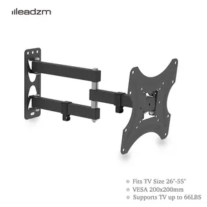 Full Motion TV Wall Mount for 26-65 inch Flat or Curved TVs up to 66 lbs, TV Bracket Wall Mount with Articulating Arms, Extension, Tilt, Swivel, Leveling, Max VESA 200x200mm