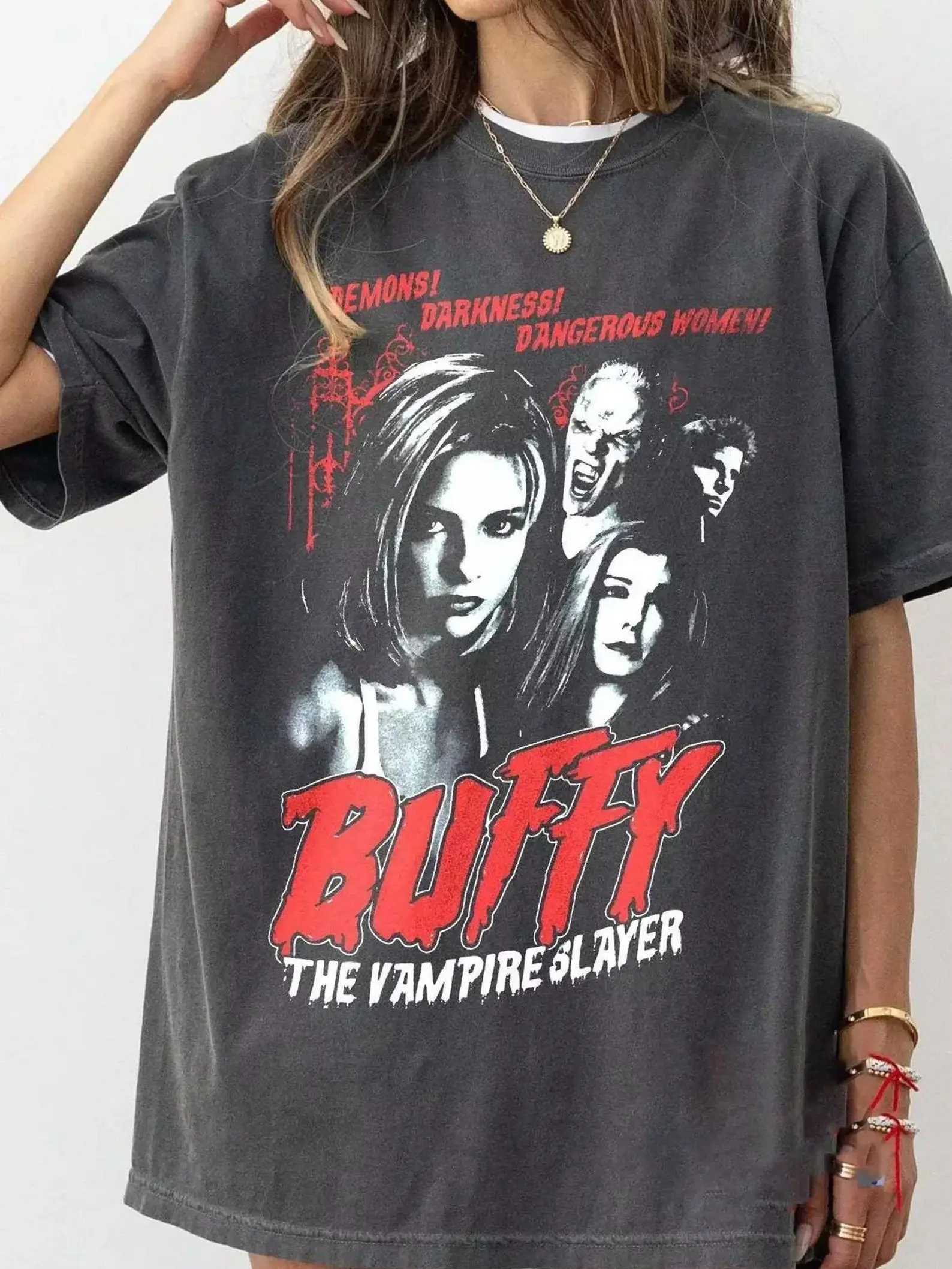 Buffy The Vampire Slayer T-Shirt, Vintage 90s TV Show Tee, Sarah Michelle Gellar Fan Gift