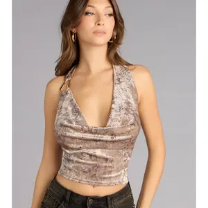 Main Event Snake Print Halter Crop Top
