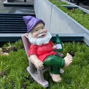 Classic Resin Gnome Statue, Outdoor Garden Decorative, Garden Gnomes, Thinking Gnome Figurine, Home Hallway Balcony Decoration, Exterior Decorative Statues, No Battery Needed
