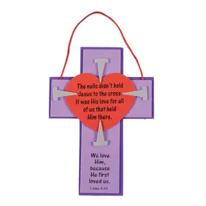 5" x 7" Religious Easter Inspirational Cross with Nails Craft Kit - Make 12