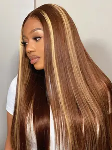 4x4 HD Lace Wig Human Hair P4/27 Color Glueless Human Hair Wig No Glue Needed Pre-Cut Lace Suitable for Women Glueless Closure Wig Glueless HD Wigs