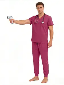 Hot Selling Separated Scrubs Set Jogger Uniform V Neck M-edical Workwear For Men D-ental Clinic