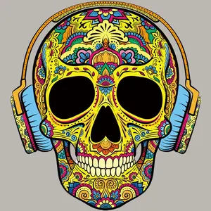 Nordic Style Skull DTF Heat Transfer Print, DIY Iron-On Sticker for T-Shirts and Denim