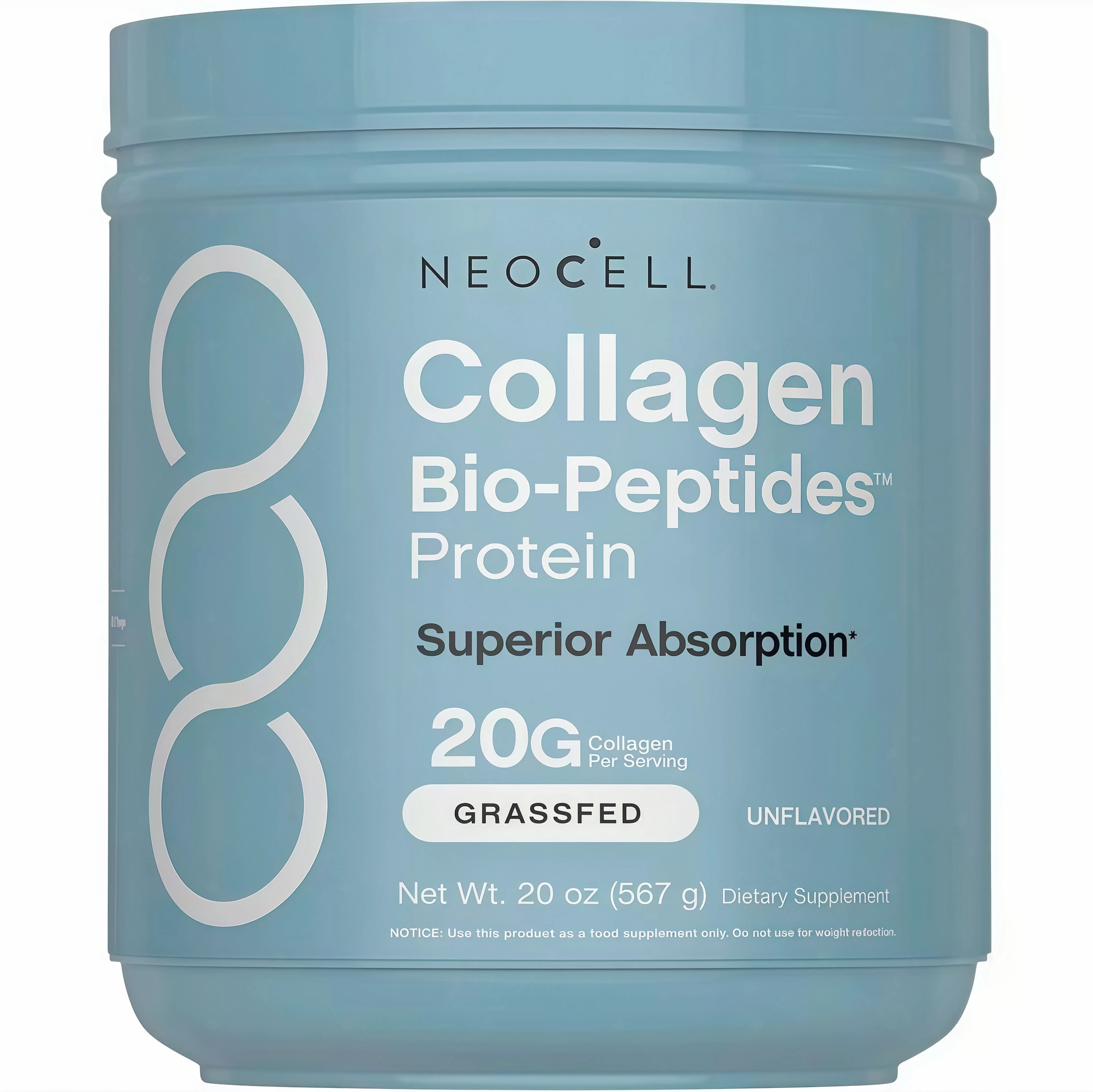 NeoCell Collagen Peptides Powder 20oz - Grassfed Protein Supplement OL- Advanced with 18 Essential Amino Acids