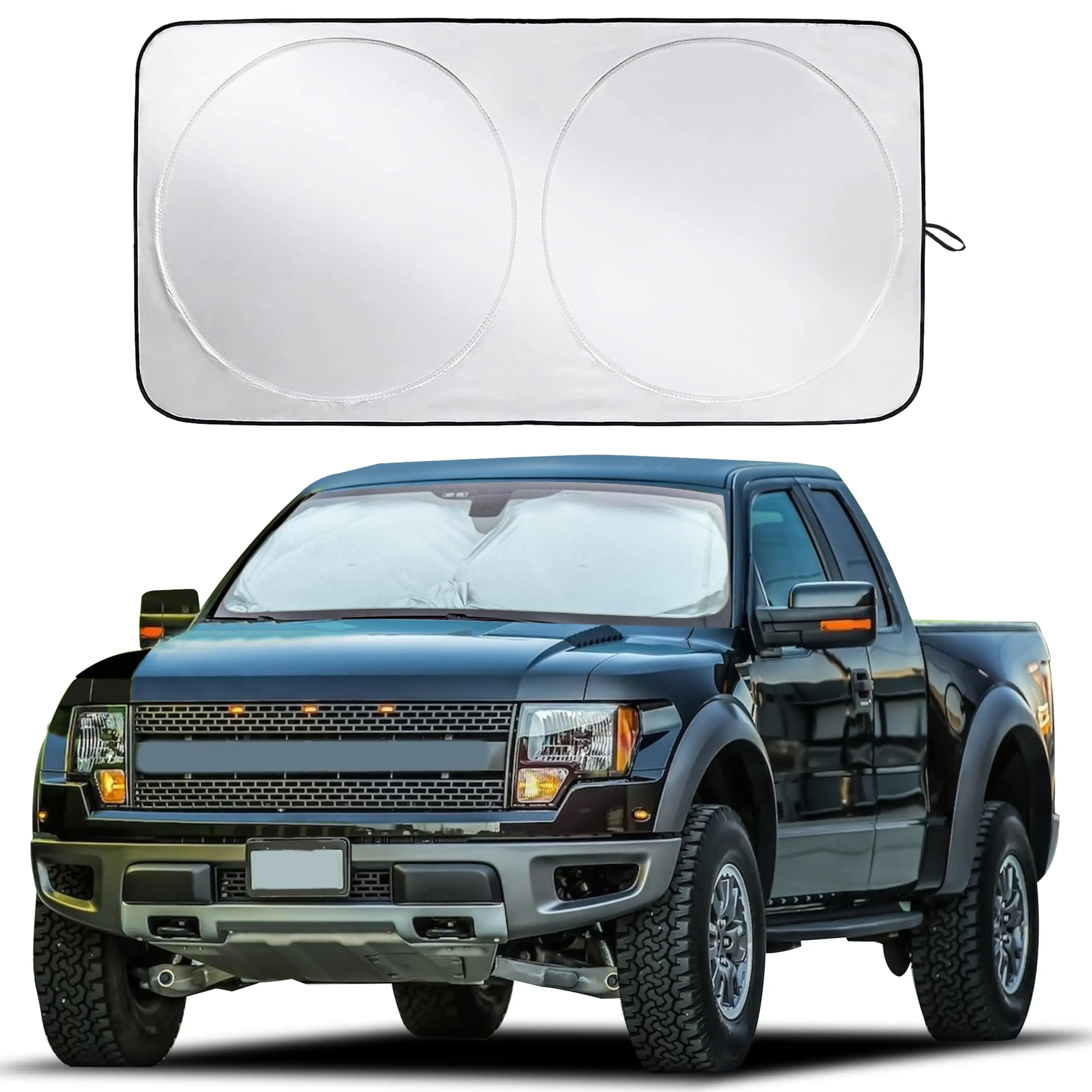 Truck Windshield Sun Shade X-Large (69"x35") With Pouch | EcoNour, Car Windshield Sunshade, Semi Truck Sunshade