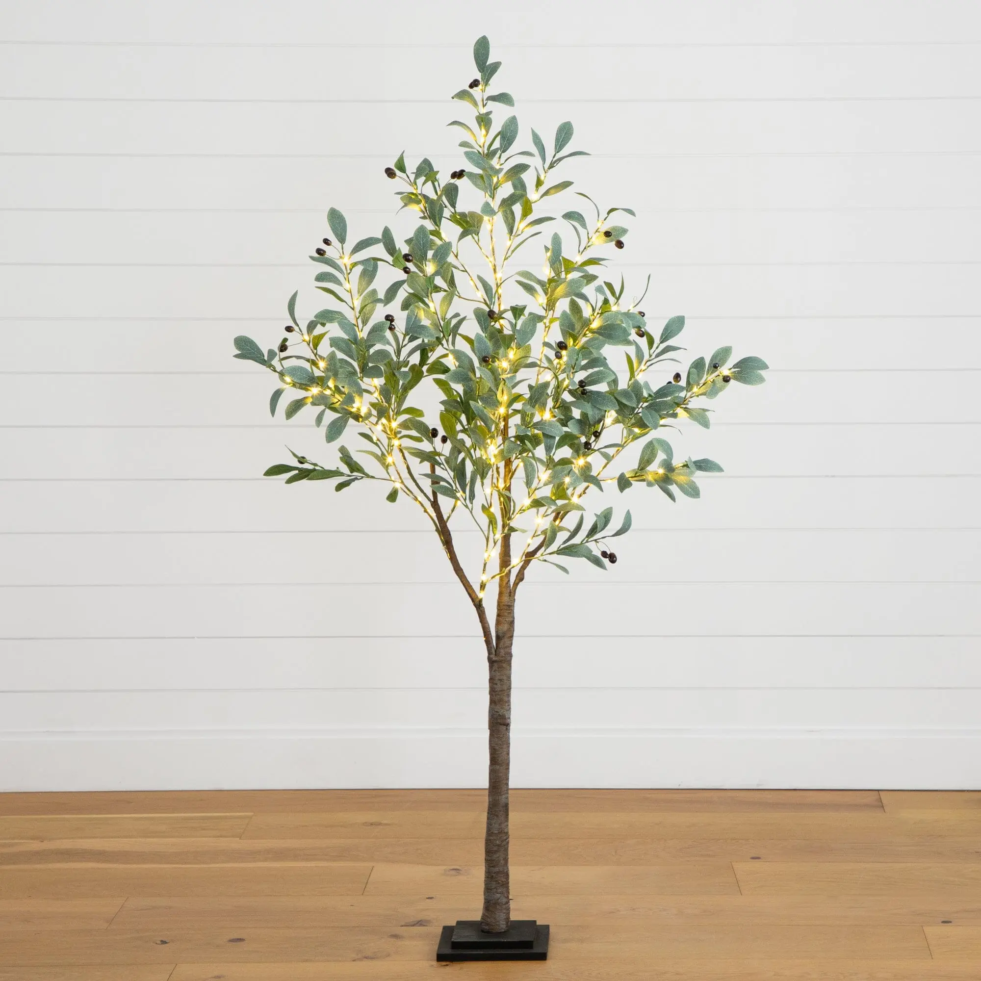 5' Synthetic Mediterranean Faux Olive Tree - Bendable Branches, 200 Warm White LED Lights, Sturdy Stand, Single Unit for Indoor Decor, Garden Decorations, Living Room Use for Home Enthusiasts