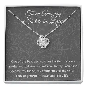 Sister in Law Gifts, Gift For Sister in law, Necklace, Birthday Gifts, Christmas Gift, Best Sister in Law, for My sister in law, Necklace With Meaningful Message Card