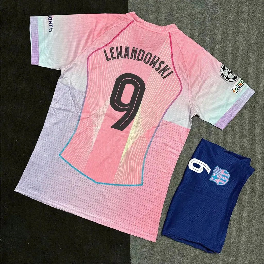 Lamine Yamal #10 Barcelona Team Champions League 2025/26 A football kit with Embroidered logo and Short Sleeve Soccer Jersey, Breathable Quick Dry Short Sleeve Athletic Tops for Football Fans