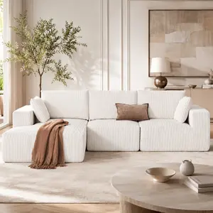 【2 Packages】108” Modular Sectional Sofa, Cloud Sectional Couch with Deep Seat, Modern Modular L-Shape Sofa Couch with Chaise,Upholstered Couches for Living Room Bedroom