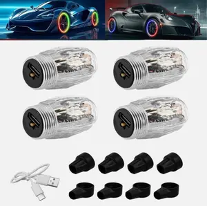 2/4 PCS Wheel Colorful Tire Light Valve Stem Cap Flashing Car Truck Motorcycle Bike