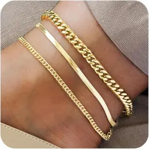 plus size ankle bracelets for women extra large 10 2 adjustable anklet real cuban link figaro rope snake herringbone summer beach waterproof foot