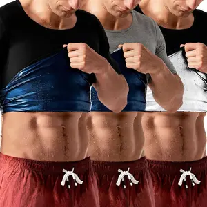 CATTIBOR Menswear Sweat Sauna T-Shirts,Men Sport Vest Short Sleeve Shapwear,Men Breathable Vest Tank Top,Fitness Workout Sports Vest Excerise Waist Trainer Sleeveless Shirt,GYM Wear,Workout Clothing Athletic Compression Athletic Techwear