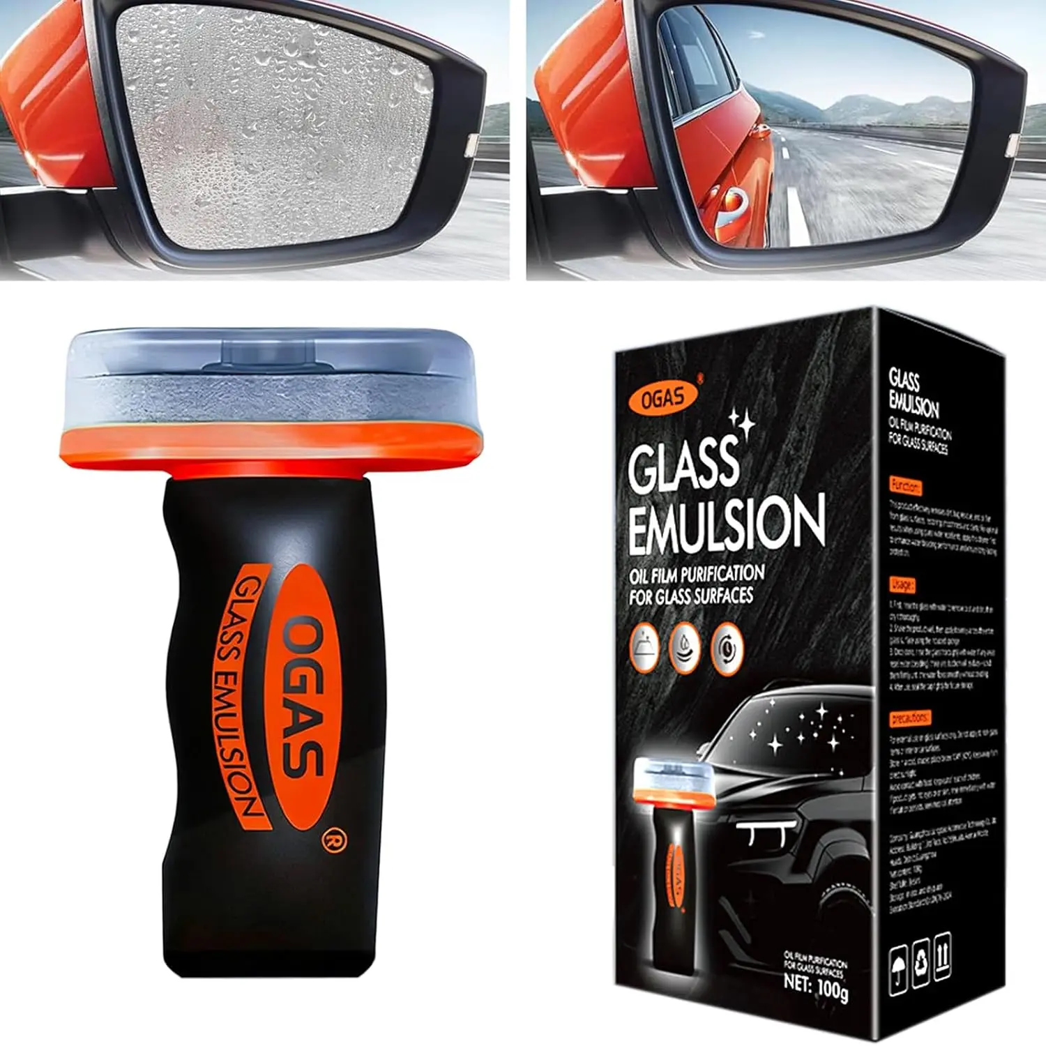 Car Windshield & Window Oil Remover - Portable Automotive Detailing Agent, Fast Film Removal Cleaner for Glass, Mirrors, Road Grime, Water Spots, Restores Crystal-Clear Visibility & Provides Visibility Boost