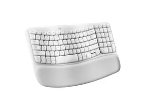 Logitech Wave Keys Wireless Ergonomic Keyboard with Cushioned Palm Rest, Comfortable Natural Typing, Easy-Switch, Bluetooth, Logi Bolt Receiver, for Multi-OS, Windows/Mac - Off White