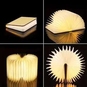 Folding Book Lamp, Portable Creative Design Bedside Lamp with USB Rechargeable Function, 1 Count Multipurpose Night Light
