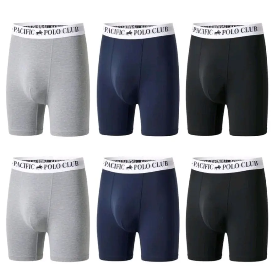 Men's 6-Pack Breathable Cotton Underwear Set - 95% Cotton Boxers in Gray, Navy & Black for Activewear, Sportswear, Daily Use, Menswear, Athletic