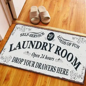 Waterproof Laundry Room Carpet - Anti-Slip, Stain Resistant, 23.6"(L) x 15.7"(W), Nonwoven & Rubber, Machine Washable, Black Backing