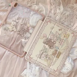 Cute Bear Pattern Tablet Case with Pen Slot, 2 in 1 Tablet Protective Cover, Tablet Protector for iPad, Tablet Casing