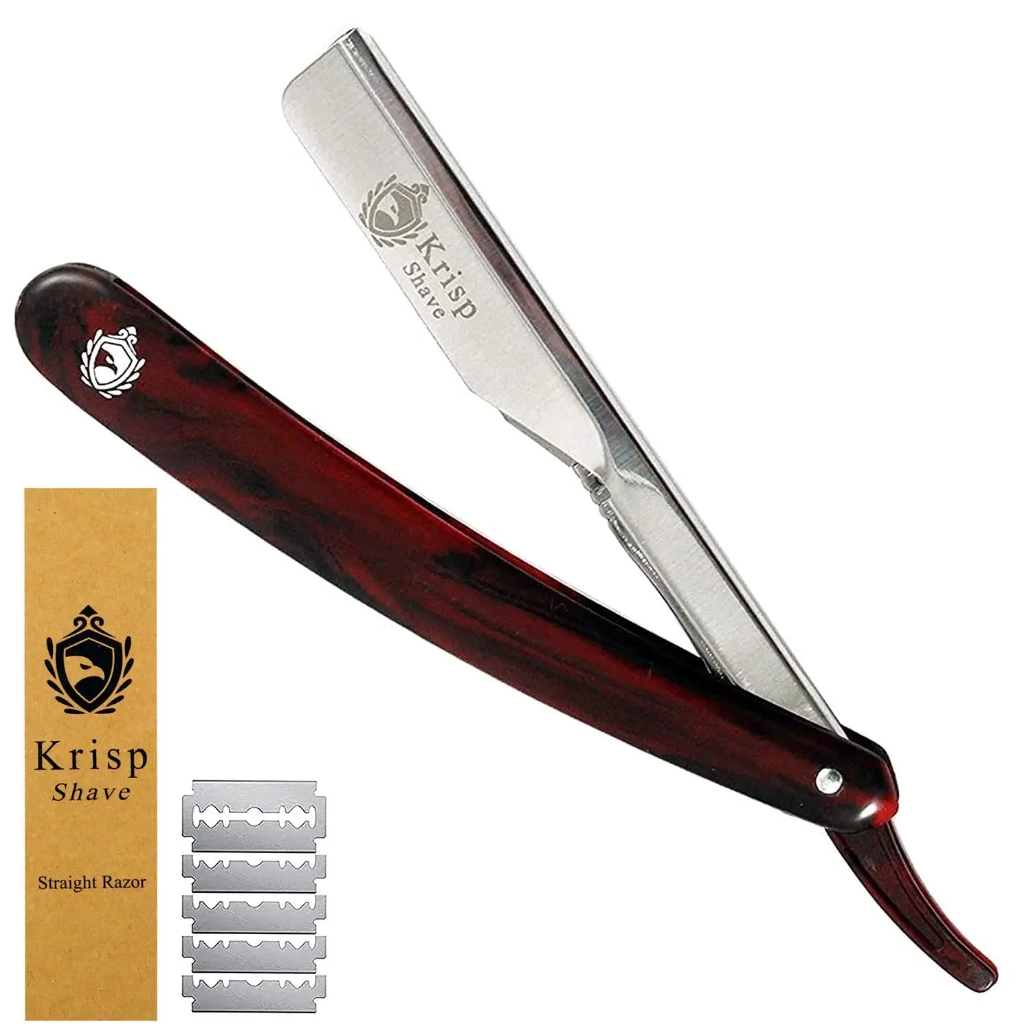 Men's Stainless Professional Classic Straight Edge Barber Razor - Lightweight Plastic Handle, Salon-Quality Manual Cut Throat Shavette with 10 Shaving Blades