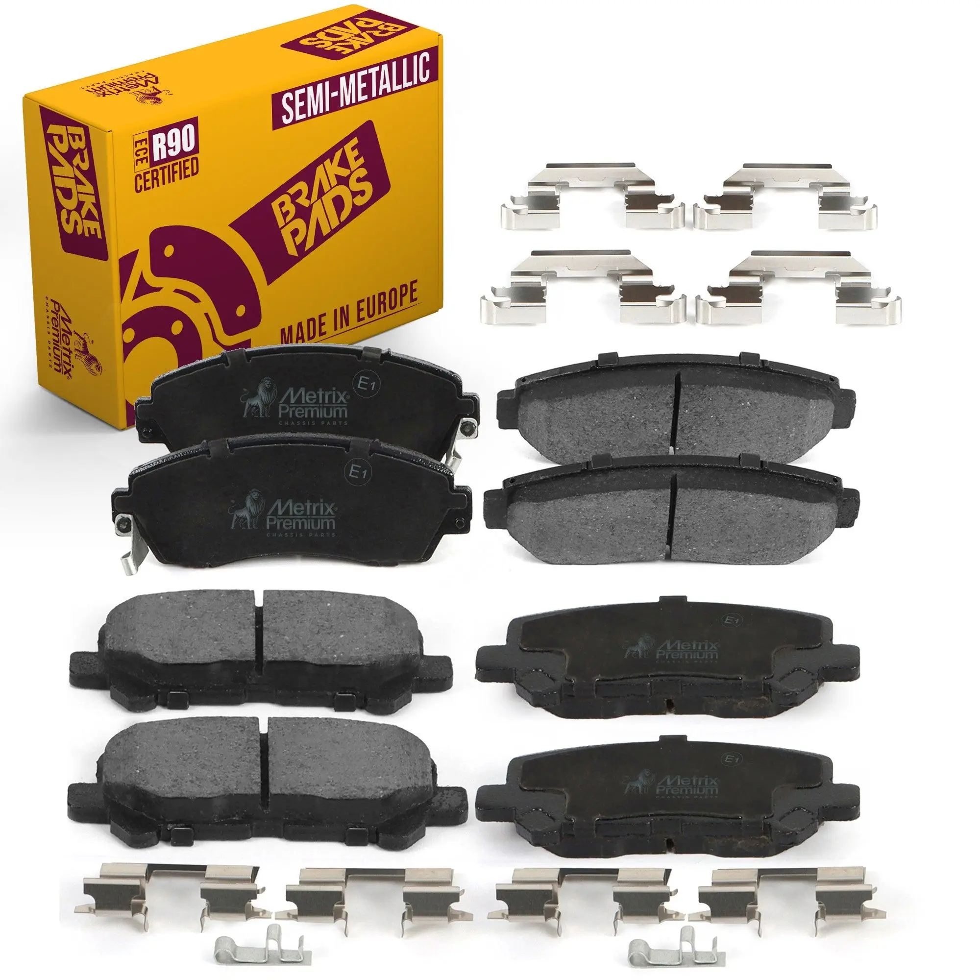 2 PC Front & Rear Semi-Metallic Disc Brake Pad Set 96199MT