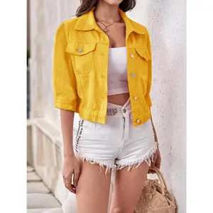 Full Size Cropped  Denim Jacket Plus Size