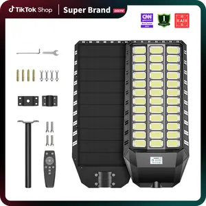 DEEPN Solar Street Light 1440 LEDs IP67 Waterproof Ultra Bright Outdoor Lamp with Motion Sensor & Remote Wide-Area Dusk to Dawn Security Lighting