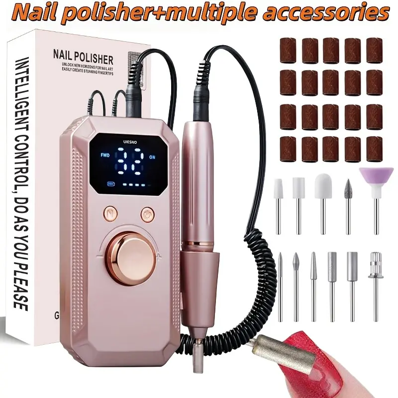 Electric Nail Drill Set for Gel Nails, Manicure, Nail Care, LED Display Nail Polisher with Adjustable Speed 32 Speed Settings, Efficient Power, Long-Lasting and Compact Design, Salon Equipment, Nail Grinding Tool for Girls and Women