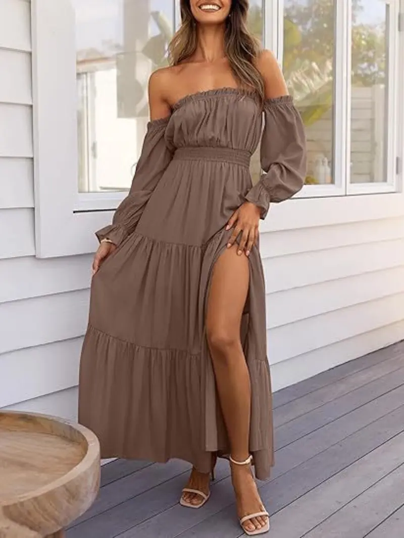white dress bow Banded Off-The-Shoulder Neckline High-Low Dress – John Paul Ataker