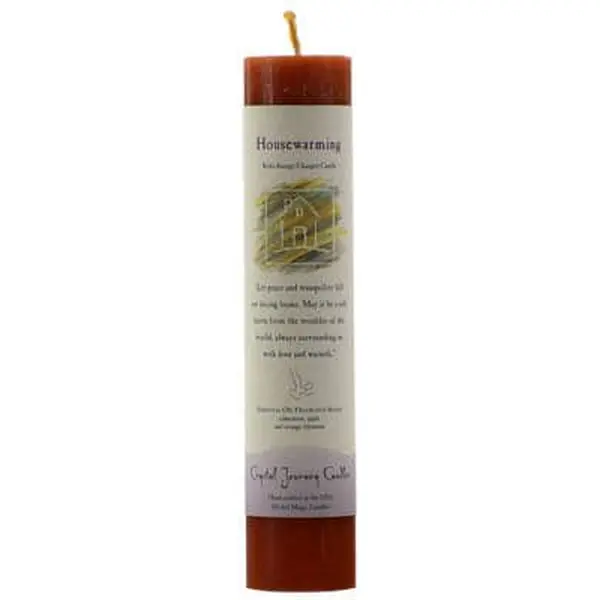 Housewarming Reiki Charged Pillar Candle — Crystal Journey Blessing Candle