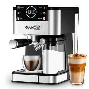 DOMISO Chef Espresso Machine for Home Barista - 20 Bar Coffee Maker with Automatic Milk Frother, TouchScreen, ESE POD & Instant Heating, Brews Cappuccino/Latte/Iced Coffee