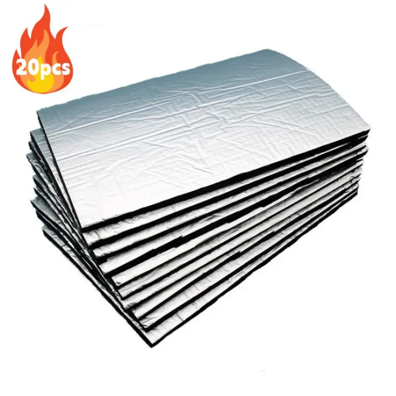 20pcs Thickest Car Vehicle Soundproofing Mat, 393.7 Mil Pe Foam Heat Insulation Barrier Material, Flexible, Sound Deadening, Dampen, Engine Hood Decoration, Roof Door, Trunk