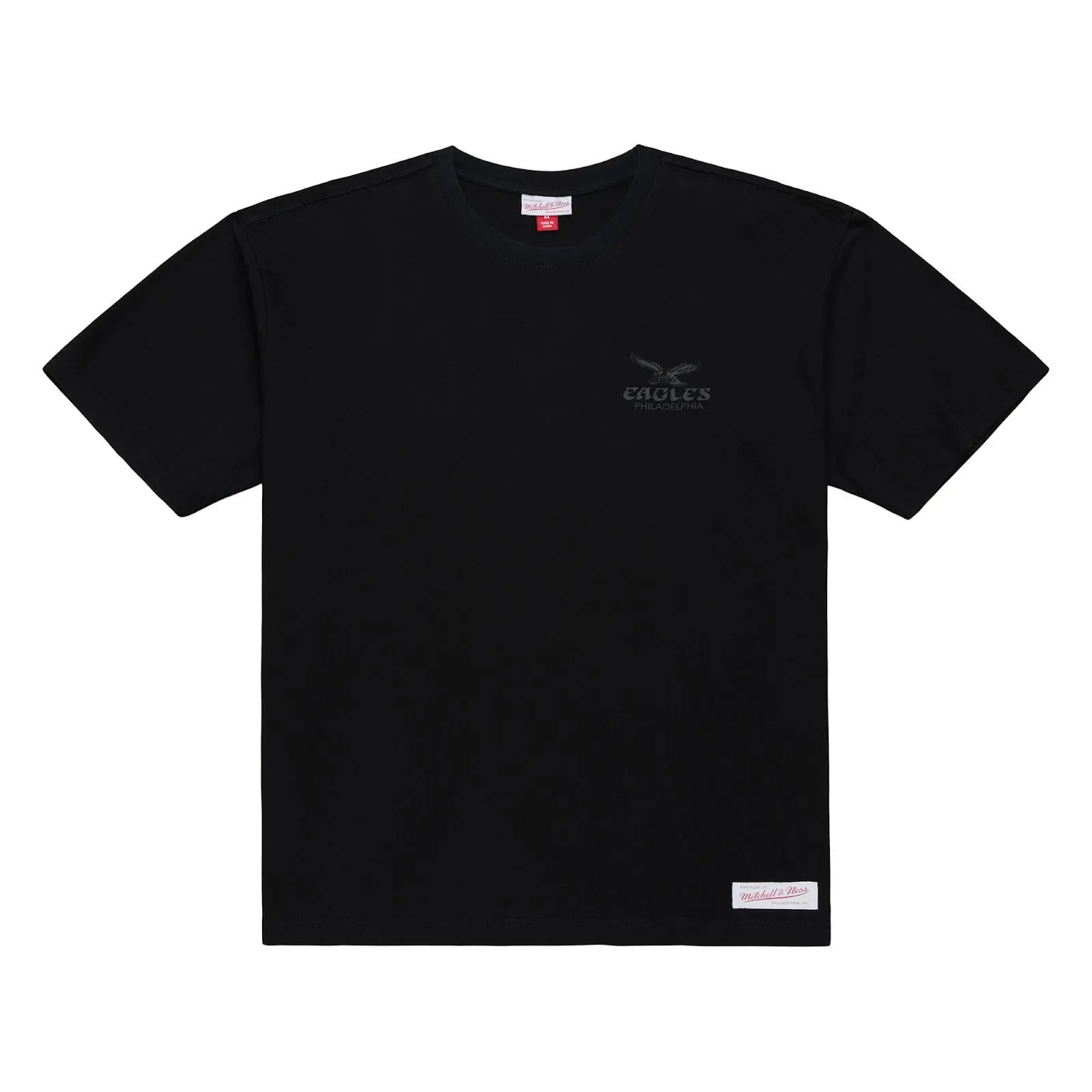 Philadelphia Eagles Black Core Essentials T-Shirt NFL Throwback Tee Graphic Vintage Fan Gear Mitchell & Ness, Shortsleeve, Classic