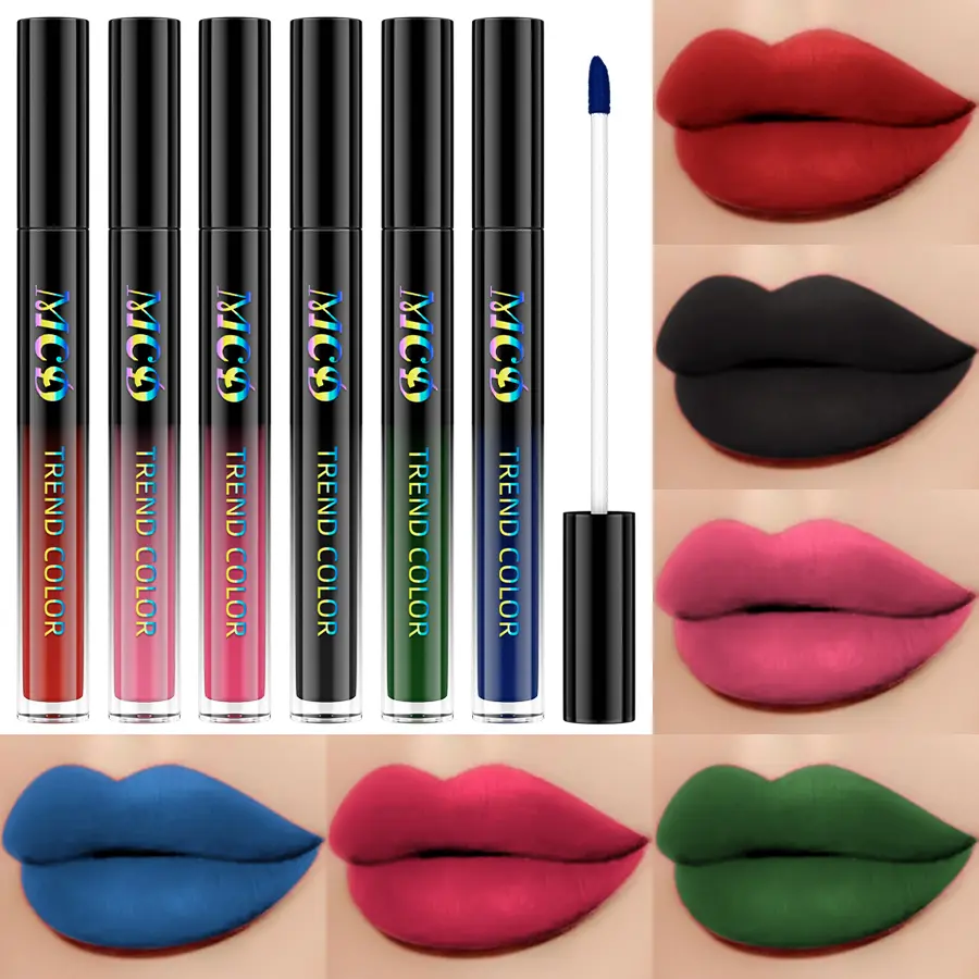 6 pcs Trend colors Matte Nude Liquid Lipstick, Long-Lasting Waterproof Moisturizing Hydrating Lip Color, High Pigment Valentine's Day Gift, Makeup, 1 Piece, Cosmetic, Hydrate, Lip Products Makeup