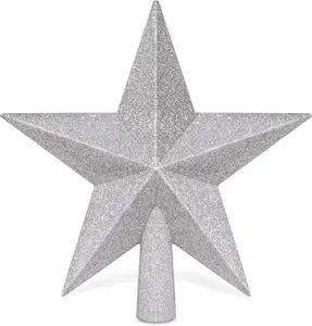 8" Silver Christmas Tree Topper Star – Glitter 3D Bethlehem Star, Shatterproof & Waterproof Holiday Tree Decoration for Indoor & Outdoor Use QZYL