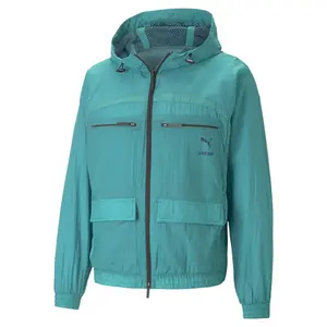 PUMA Mens X Koche Reversible Windbreaker Athletic Outerwear Casual Full Zip Drawstring - Blue