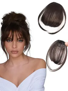 5 Inch Air Bangs with Clip, Natural Fluffy Synthetic Pieces for Women, Fashionable Synthetic Pieces for Women, Synthetic Extensions, Synthetic Hair Wigs, Synthetic Hairpieces