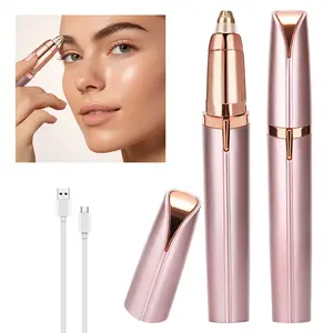 Eyebrow Trimmer for Women, Painless Electric Razor with 2 Replacement Heads,Rechargeable Eyebrow Hair Remover, Christmas Gift for Women