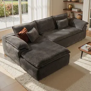 XIZZI 112" L Shaped Modular Sectional Cloud Couch with Chaise, Modern Sofas Set, Cloud Boneless Couch with Layered Cushion, Upholstered Sofa, Flexible Module Combination for Living Room, No Assembly Require